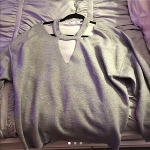 Grey distressed cutout sweater